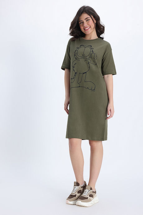 Zivame Knit Cotton Loungewear Dress - Grape Leaf — image 5